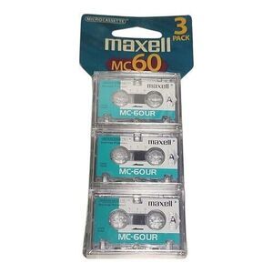 Maxell MC-60 Microcassette 60 Minute Sealed Micro Cassette MC-60UR 3 Pack New